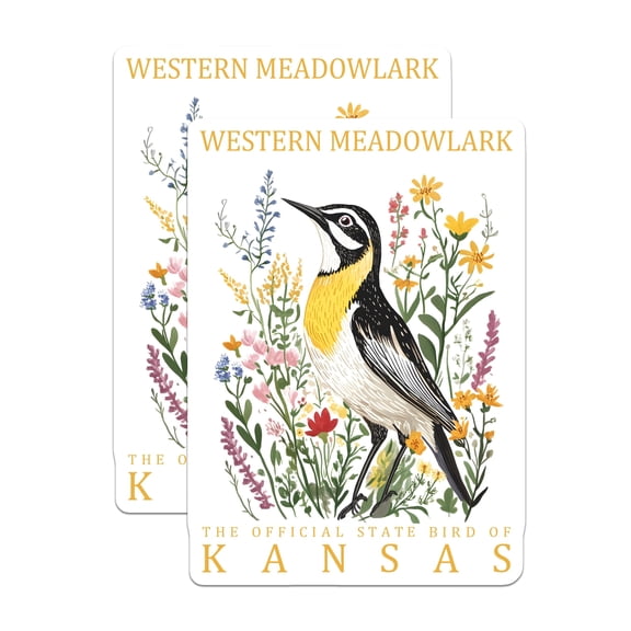(2 Pack) Western Meadowlark Magnets - Kansas State Bird Decor - Bird Lover Souvenir - 5" On Longest Side - Premium Magnet - for Cars, Refrigerators, Toolboxes, Lockers - Made in USA - MAG18729