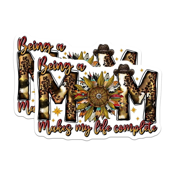 (2 Pack) Western Mom Life Magnets - Leopard Print Sunflower Mama Quote - Country Rustic Fridge Locker Decor - 5 Inches On Longest Side - Thick Durable Magnet - Made in USA - MAG26285