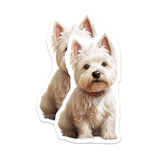 (2 Pack) Westie Dog Magnets - Adorable West Highland Terrier Fridge Accessory - Pet Owner Cute Animal Decor - 5 Inches On Longest Side - Thick Durable Magnet - Made in USA - MAG29766