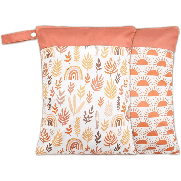 BTEPSGA 2 Pack Wet Dry Bags, Waterproof Reusable Wet Bag with Handle, Beach Pool Gym Yoga Toiletries Daycare Organizer for Swimsuit Wet Clothes