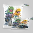 thumbnail image 1 of 2 Pack Wet Dry Bags,Graffiti Dino Truck Showdown Waterproof Reusable Dual Zipper Bags for Swimwear, Gym Clothes, Toiletries, Baby Diapers, 1 of 8