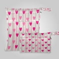 thumbnail image 1 of 2 Pack Wet Dry Bags,Neutral Pink Love Pattern Waterproof Reusable Dual Zipper Bags for Swimwear, Gym Clothes, Toiletries, Baby Diapers, 1 of 8