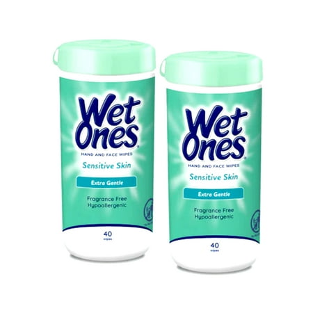 2 Pack Wet Ones Sensitive Skin Moist Wipes Extra Gentle Hypoallergenic 40 Each