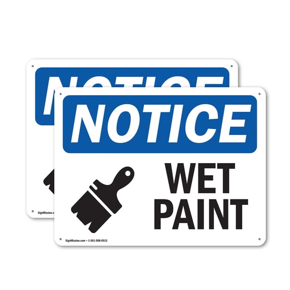 (2 Pack) Wet Paint OSHA Notice Sign 18 Inch X 12 Inch Indoor / Outdoor Rust-Free Aluminum Metal Signs for Workplace, Workshop, and Construction Site, Made in the USA