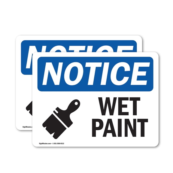 (2 Pack) Wet Paint Sign With Symbol OSHA Notice Sign 24 Inch X 18 Inch Vinyl Label Decal Sticker Weather Resistant, UV Protected for Workplace, Business, and Construction Site, Made in