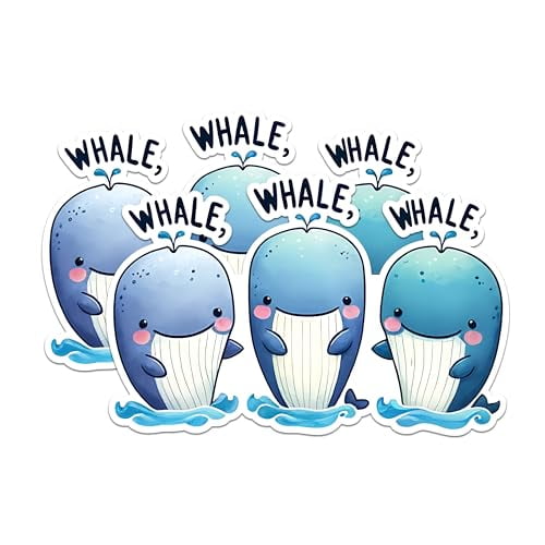 (2 Pack) Whale Magnets - Cute Whale Fridge Magnets - Funny Whale Kitchen Decor Magnets- 5" On Longest Side - for Fridges, Toolboxes, Cars - Made in USA - MAG2647