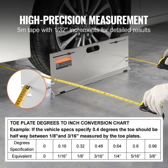 2 Pack Wheel Alignment Tool Kit with Toe Plates 4 Rods Magnetic Slots Measuring Tapes Conversion Chart Stainless Steel Toe Angle Measurement