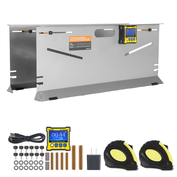 Wheel Alignment Tool, 2-Pack Toe Plates, Camber/Caster/Toe Gauge 0.1 Accuracy, Stainless Steel Tool Plate, Magnetic Slots and 6 Alignment Rods, Includes 2 Measuring Tapes & Conversion Chart