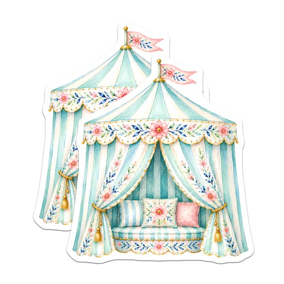 (2 Pack) Whimsical Tent Magnets - Fairytale Nursery Decor - Floral Canopy Cottagecore Accessory - 5 Inches On Longest Side - Thick Durable Magnet - Made in USA