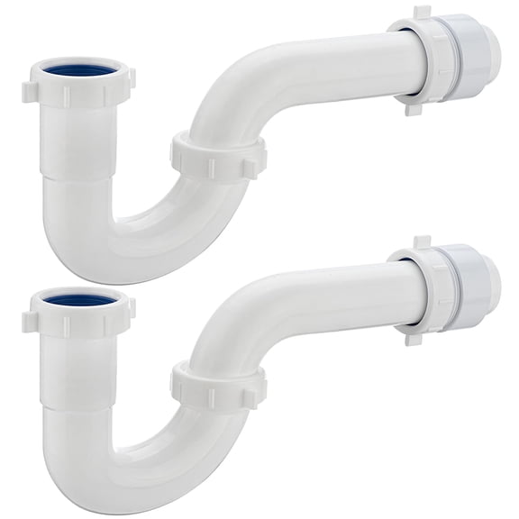 (2 Pack) White 1-1/2 Inch P For Bathroom Kitchen Sink Drain Replacement Tubular Plumbing Pipeembly Ksd-001w(2
