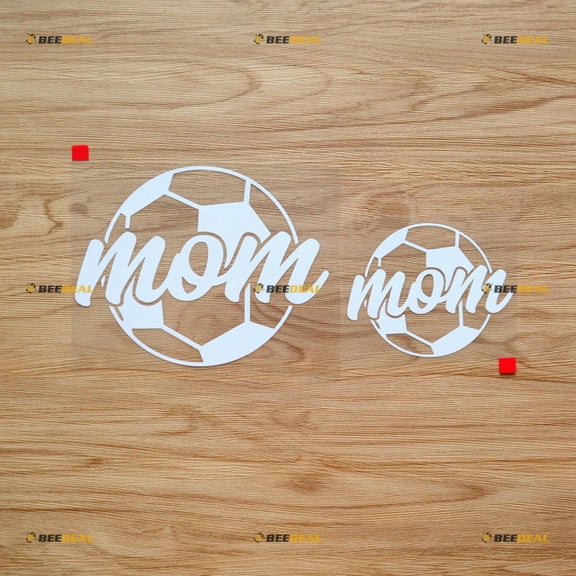 2 Pack White, 4 Inches, 6 Inches - Soccer Mom Football Sticker Decal Vinyl 03183c - No Background Die Cut for Car Boat Laptop Cup
