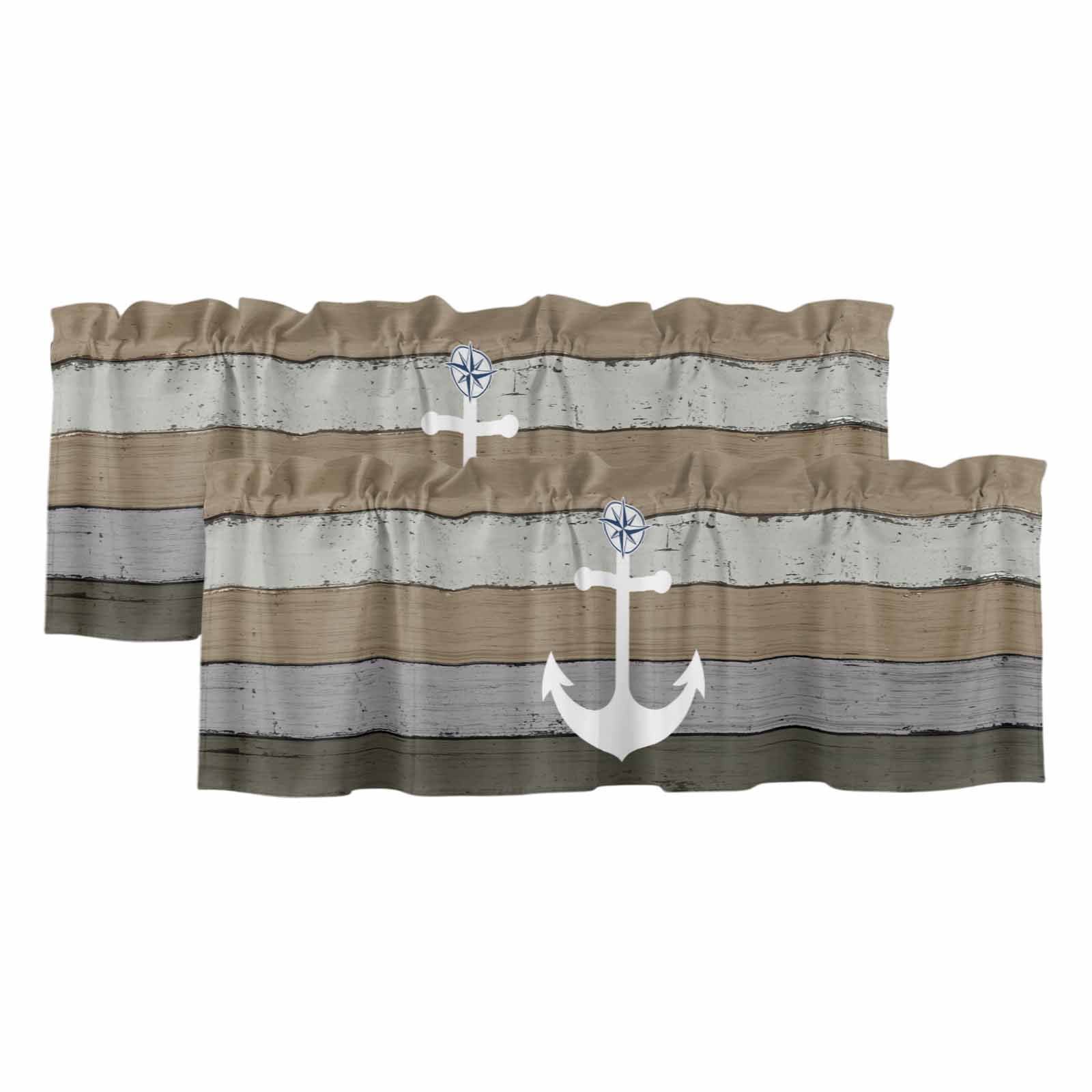 2 Pack Blackout Window Valance, 18 Inches Long Kitchen Window Curtains Over Sink Rod Pocket Pattern Valance For Bathroom Bedroom Living Room, Yellow