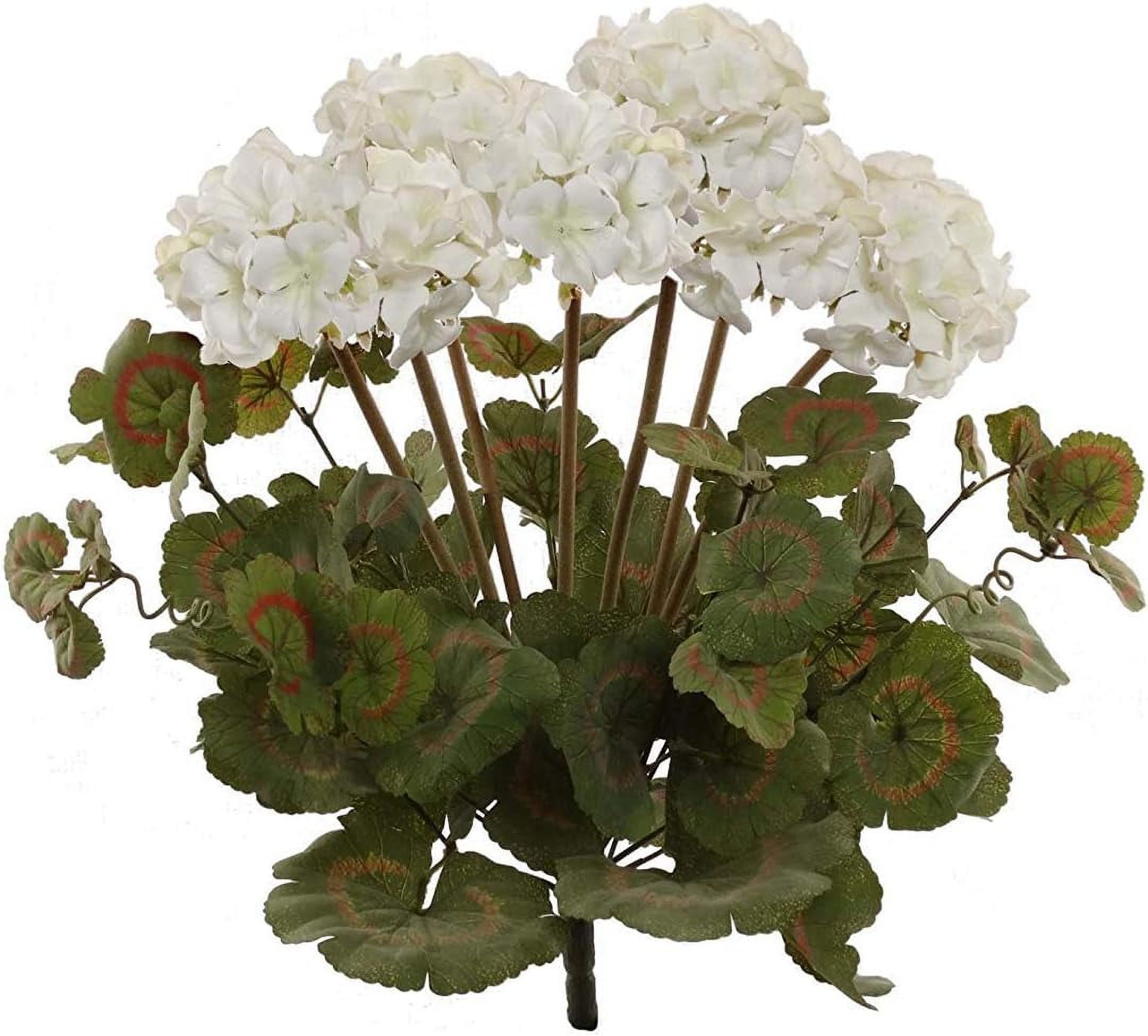 2 Pack White Artificial Geranium Flower Bush 18Inch Tall Realistic