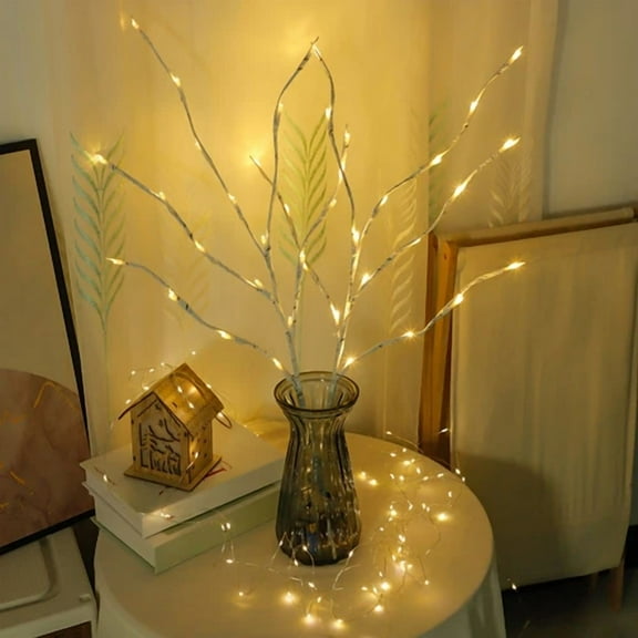 2-Pack White Birch Twig Branch Lights Lighted Branches For Home Holiday Party