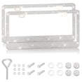 thumbnail image 1 of 2 Pack White Bling License Plate Frames for Women, Sparkly Rhinestone Diamond License Plate Frame Glitter Bedazzled Car License Plate Cover Holder, 1 of 6