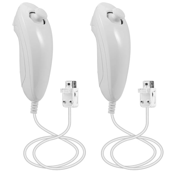 2 Pack White Controller Remote Gamepad Replacement Compatible with Nintendo Nunchuk Wii Wii U Console