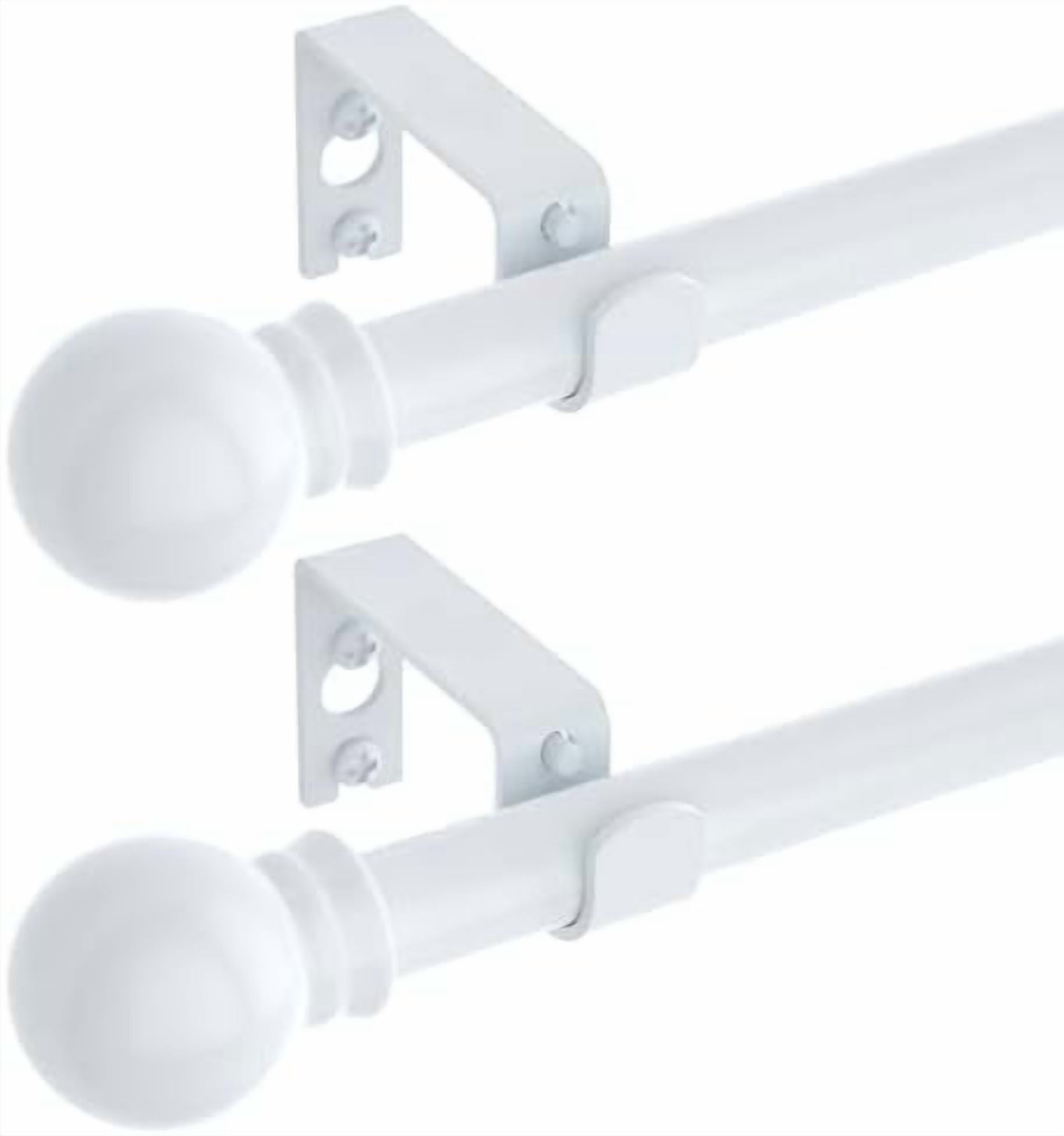 2 Pack White Curtain Rods for windows 32 to 48 inch, 5/8 inch Splicing ...