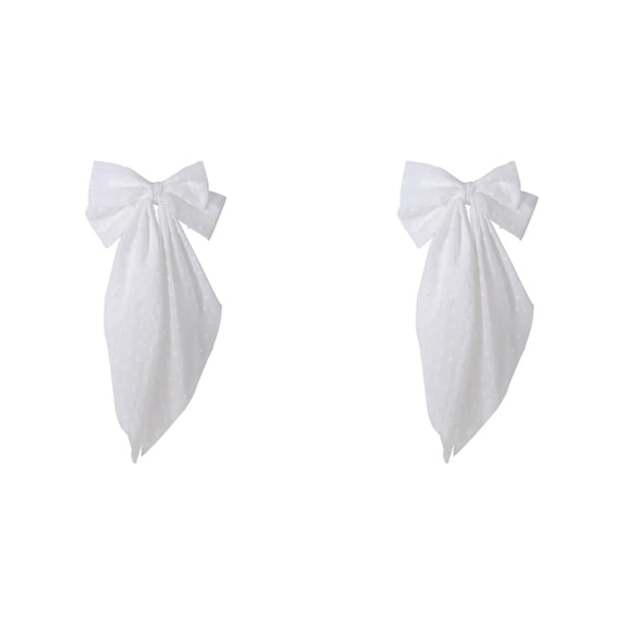 2 Pack White Curtain Tiebacks, Romantic Bow Curtain Ties with Clips, Decorative Sheer Curtain Holdbacks, Boho Curtain Tie Backs for Bedroom Nursery Living Room Home Decor (White)