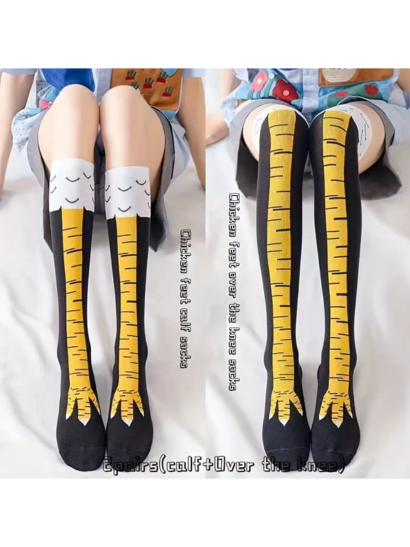 2-Pack White Elephant Gifts Funny Chicken Leg Over-the-Knee Socks for Women – Hilarious Party Favor & Everyday Mood Booster