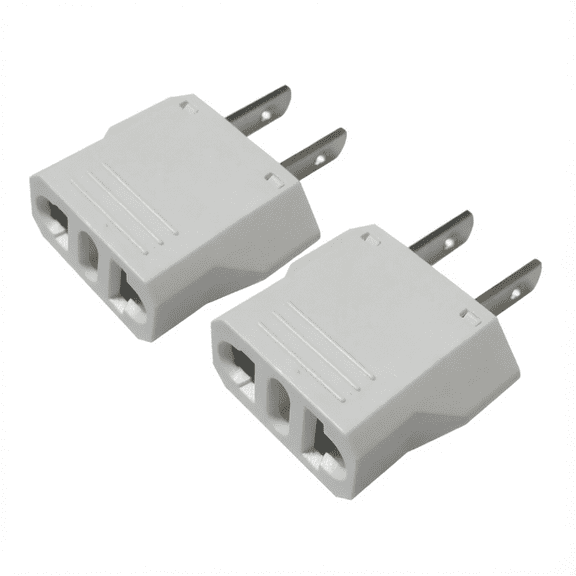 2 Pack White European To American Plug Adapters Europe and Asia To US Converter for Travel and Home Use White 2Pcs
