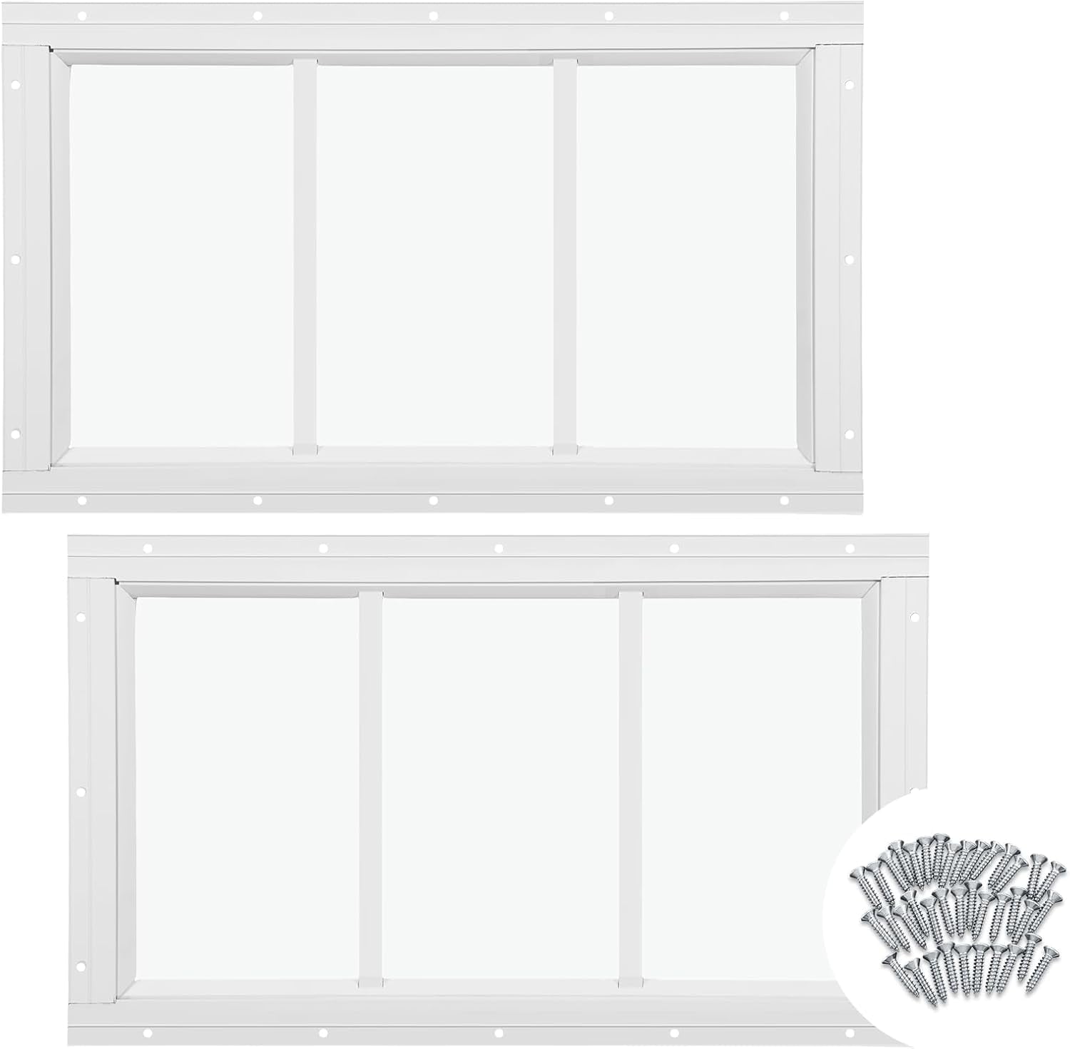 2 Pack White Flush Mount Shed Window with Tempered Glass Household ...