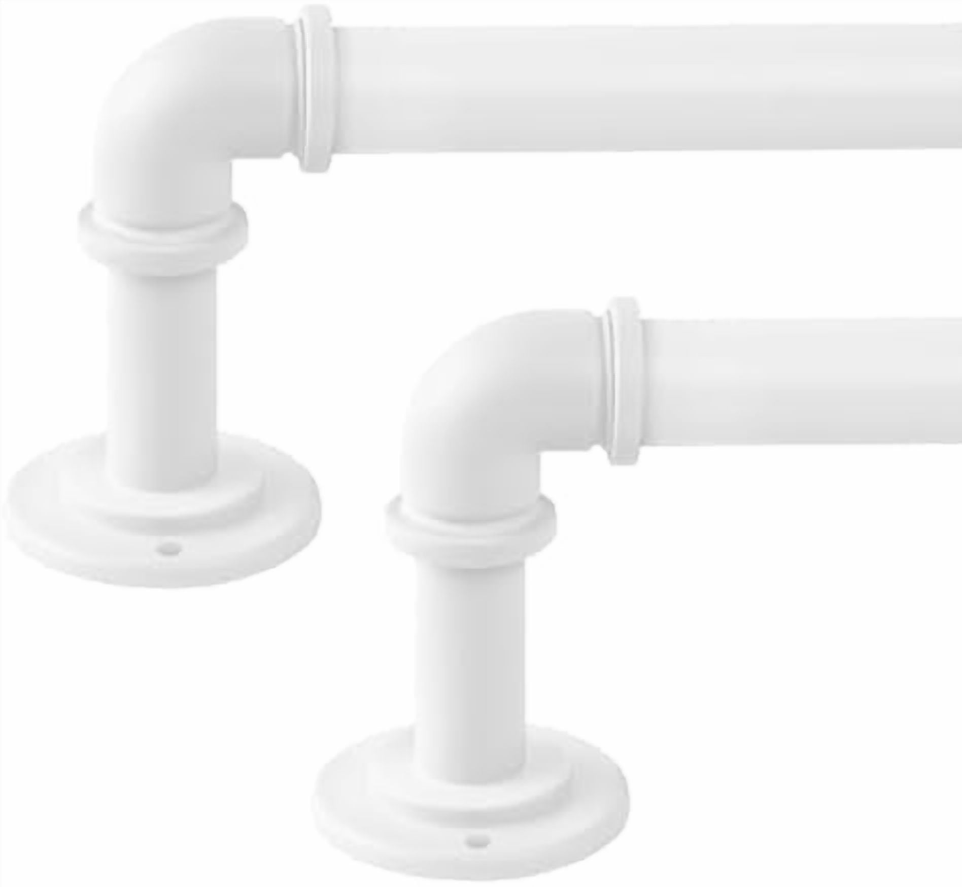 2 Pack White Industrial Curtain Rods for Windows 28 to 48 Inch(2.3 to 4 Feet), 1 Inch Diameter Blackout Wrap Around Adjustable Heavy Duty Window Drapery Rods, Indoor and Outdoor
