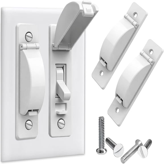 2 Pack White Light Switch Lock, Child Proof Light Switch Cover Guard, Keeps Light On Or Off Protects Your Lights or Circuits from Accidentally Being Turned on or Off