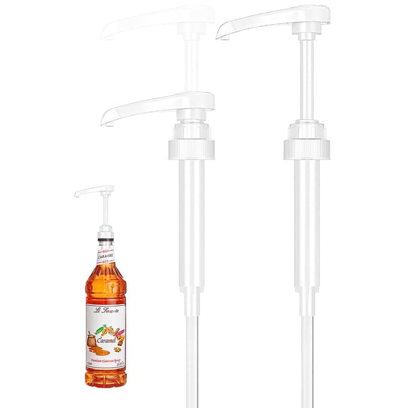 2-Pack White Little Squirt Syrup Pumps for Coffee Syrup Bottles, Fits 750ml 25.4oz Torani, Skinny, DaVinci Bottles, Coffee Syrup Dispenser for Coffee Bar