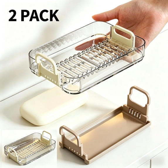 2 Pack White Plastic Soap Holder, Tilt Draining Soap Dish, Easy Clean ...