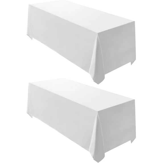 2 Pack White Rectangle Tablecloth 90 x 132-inch Rectangular Polyester Table Cloth for Weddings, Banquets, or Restaurants