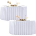 thumbnail image 1 of 2 Pack White Round Tablecloth 60 inch Stretch Spandex Fitted Table Cloth 5FT Round Banquet Tablecloths Wrinkle Free Table Cover Stitch Circle Tablecloth with Ruffle Skirt for Party Wedding Birthday, 1 of 18