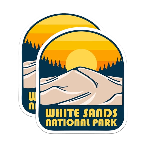 (2 Pack) White Sands Stickers - National Park Sticker - Desert Landscape Decal - 5" On Longest Side - Sticks to Smooth Flat Surfaces - Made in USA - BMCS17702