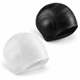 2 Pack White Silicone Swim Caps with 3D Ear Protection, Ear Plugs and ...