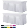 thumbnail image 1 of 2 Pack White Spandex Table Clothes for 6 Foot Rectangle Tables, Wrinkle Free Fitted Table Cover 6ft Stretch Tablecloths Desk Skirt for Parties Weddings Birthday Banquet  Shower, 1 of 6
