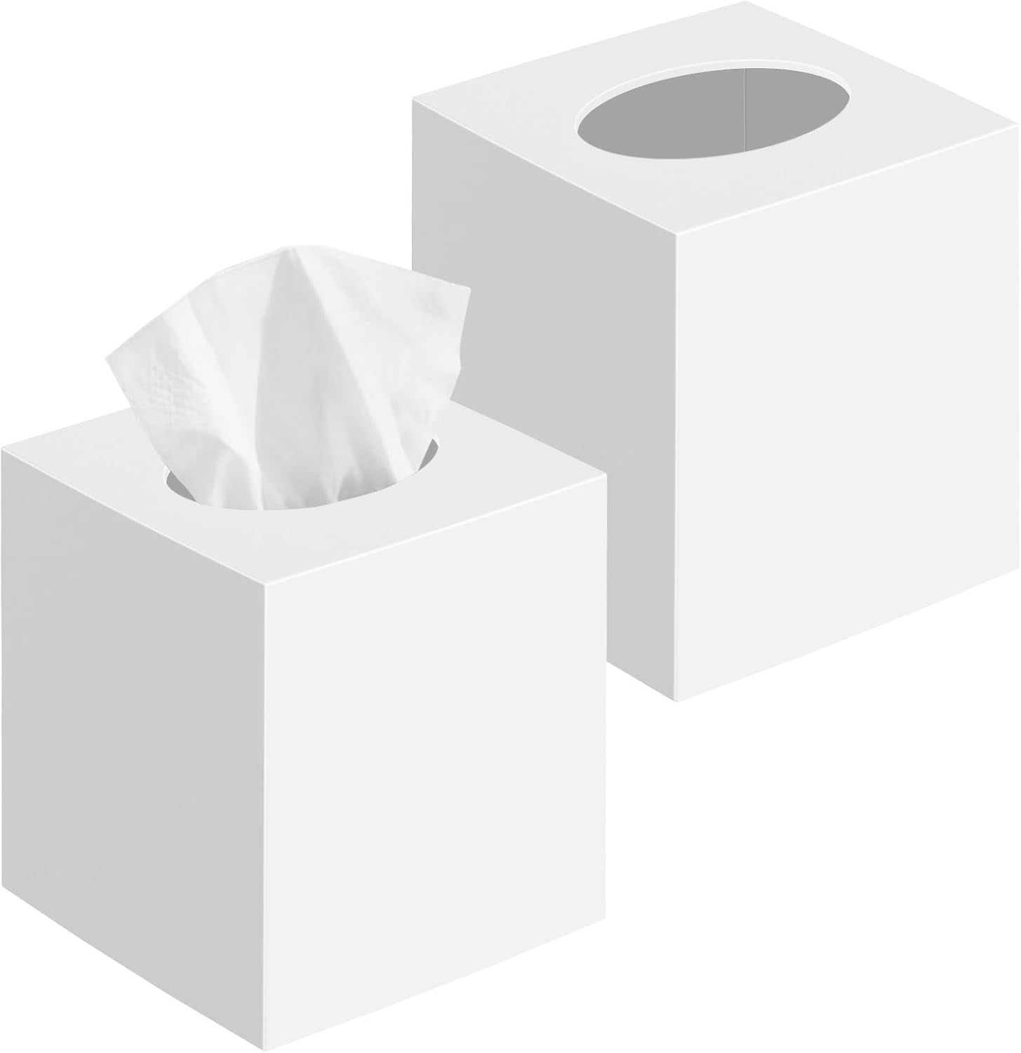 Tissue 4box 2 Pack White Square Acrylic Tissue Box Covers with Non-Slip Base, Easy ...