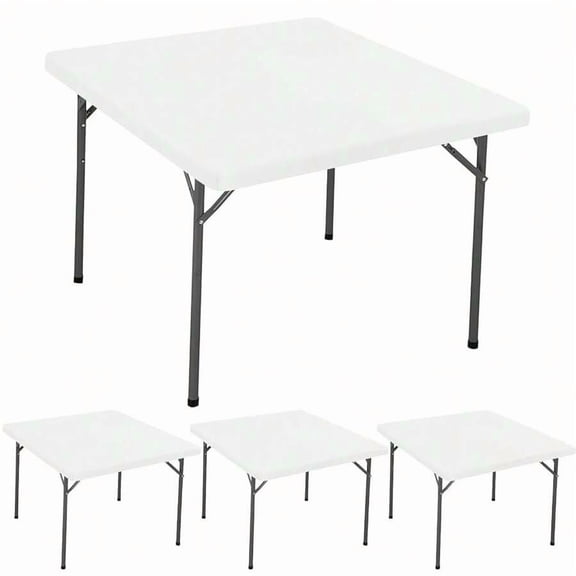 2 Pack White Square Fitted Elastic Tablecloth For 34x34 Inch Folding Card Tables, Waterproof Stretch Spandex Cover