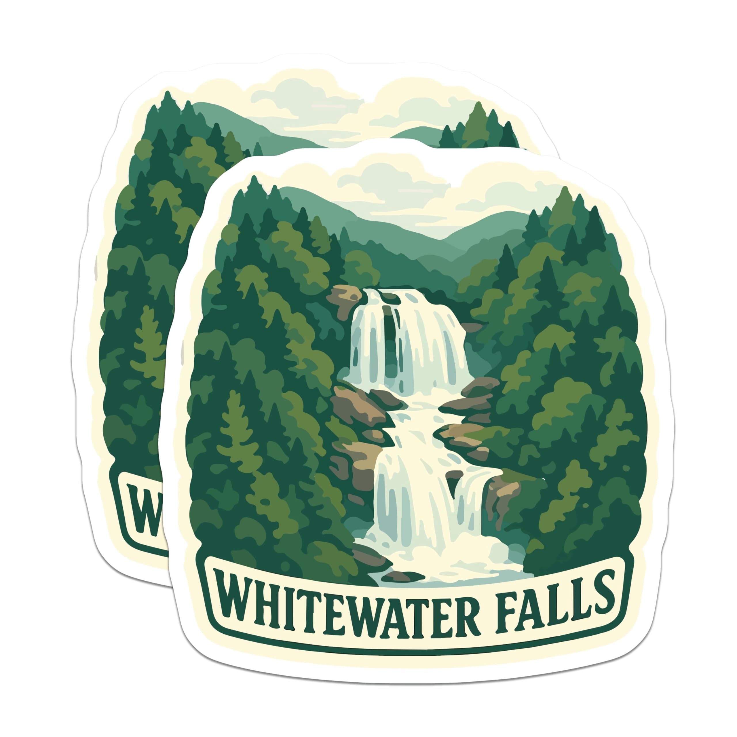 (2 Pack) Whitewater Falls Stickers - Mountain Landscape - Nature ...