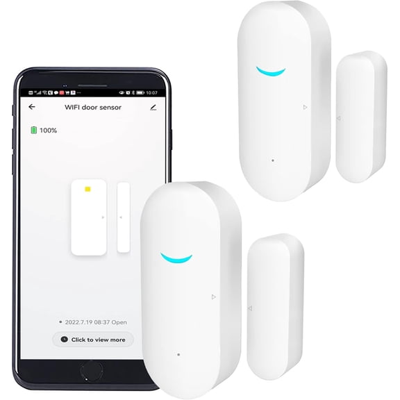 2 Pack WiFi Door Window Sensor Detector: Door Sensor, Tuya Door Open Contact Sensor, Compatible with Alexa, ,, Door Sensors for Business