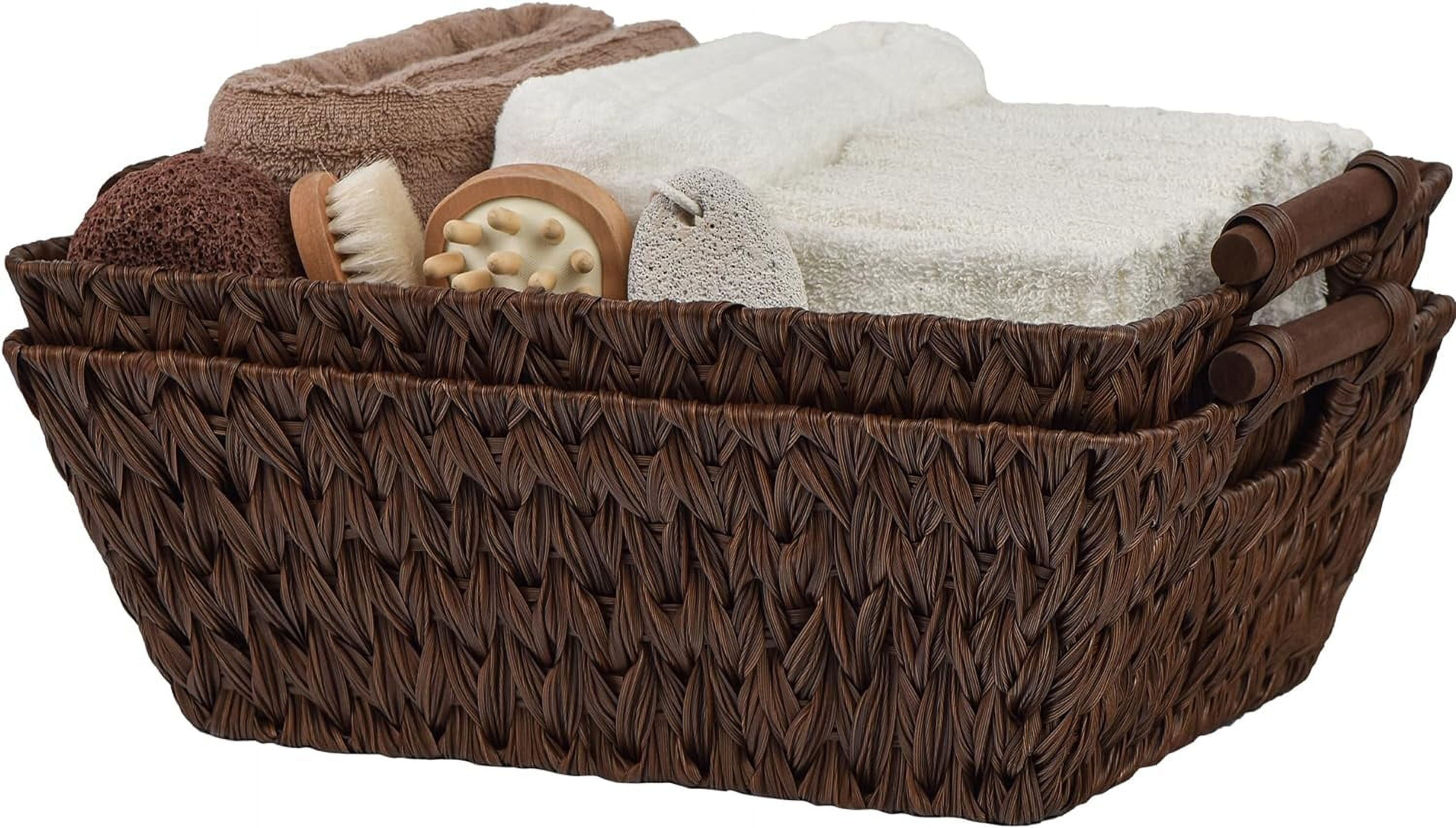 2Pack Wicker Storage Baskets, Large Baskets with Handles, Wicker