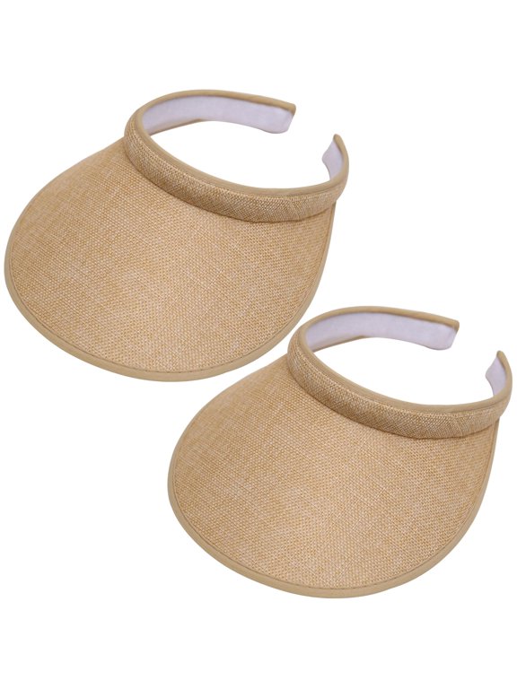 2 Pack Wide Brim Sun Visor Hats Women Men Large Clip-on Visors Hat UV Protection Outdoors Sports Golf Beach Cap