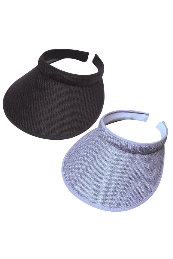 2 Pack Wide Brim Sun Visor Hats Women Men Large Clip-on Visors Hat UV Protection Outdoors Sports Golf Beach Cap