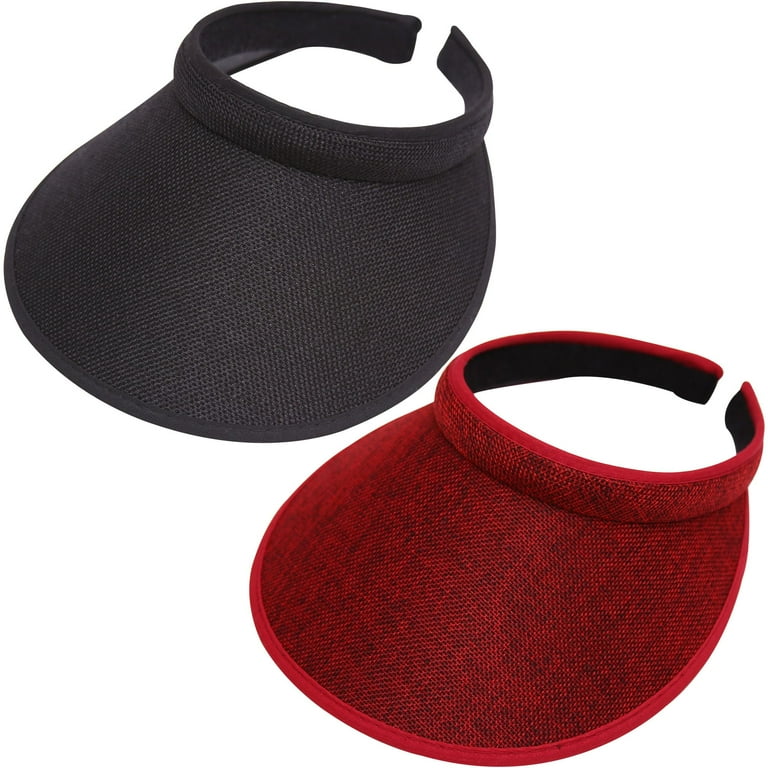2 Pack Clip On Wide Brim Sun Visor Hats Outdoor Sports Golf Tennis SATINIOR Wide Brim Sun Visor Hats for Women Men Clip on  main image 3