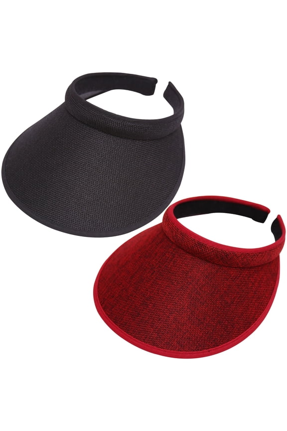 2 Pack Wide Brim Sun Visor Hats Women Men Large Clip-on Visors Hat UV Protection Outdoors Sports Golf Beach Cap