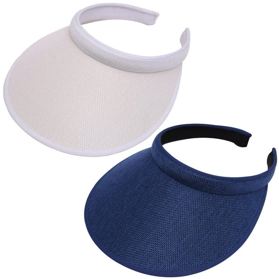 2 Pack Wide Brim Sun Visor Hats Women Men Large Clip-on Visors Hat UV Protection Outdoors Sports Golf Beach Cap