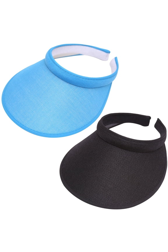 2 Pack Wide Brim Sun Visor Hats Women Men Large Clip-on Visors Hat UV Protection Outdoors Sports Golf Beach Cap