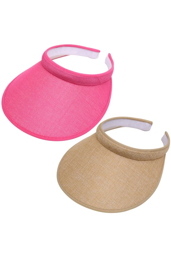 2 Pack Wide Brim Sun Visor Hats Women Men Large Clip-on Visors Hat UV Protection Outdoors Sports Golf Beach Cap