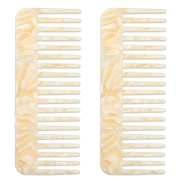 2 Pack Wide Comb White Detangling Combs Shower Combs Large Acetate Wide Tooth CombS for Curly, Wet, Dry, Straight, Thick and Long Hair,yellow