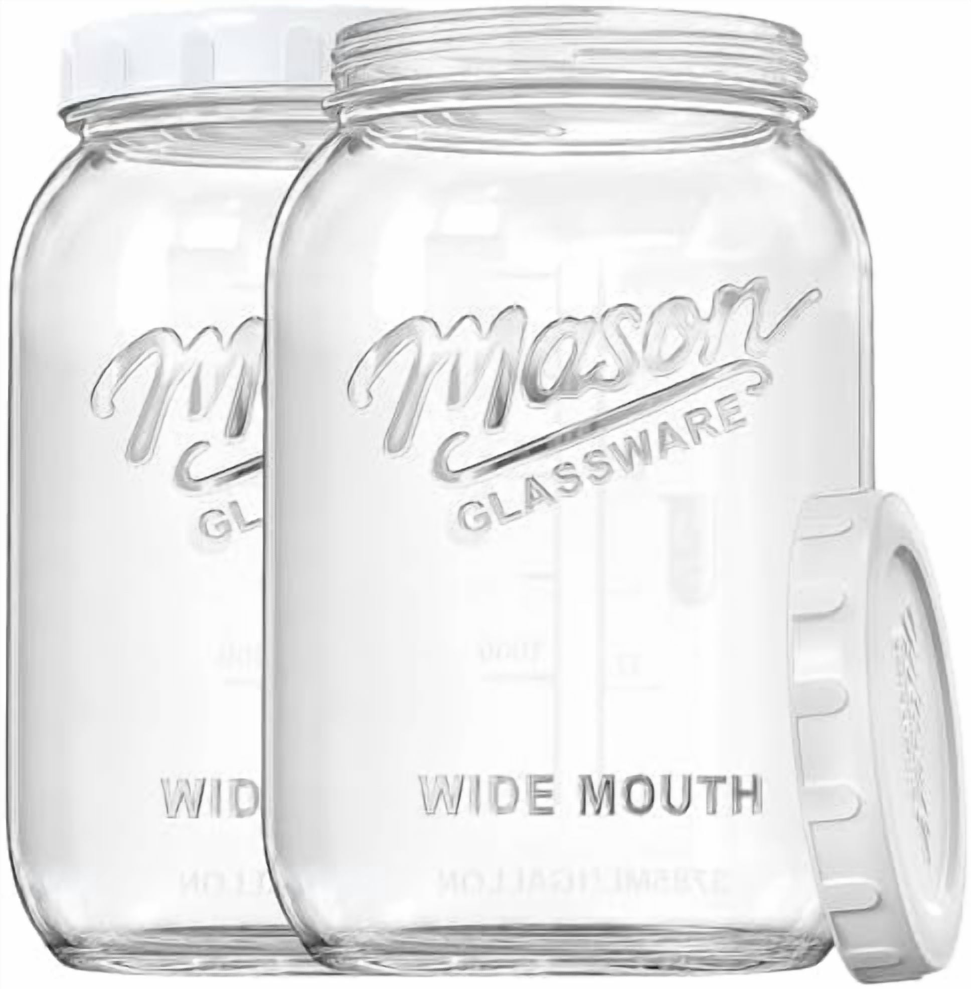 2 Pack Wide Mouth Mason Jars with Airtight Lid and Silicone Ring - 1 ...