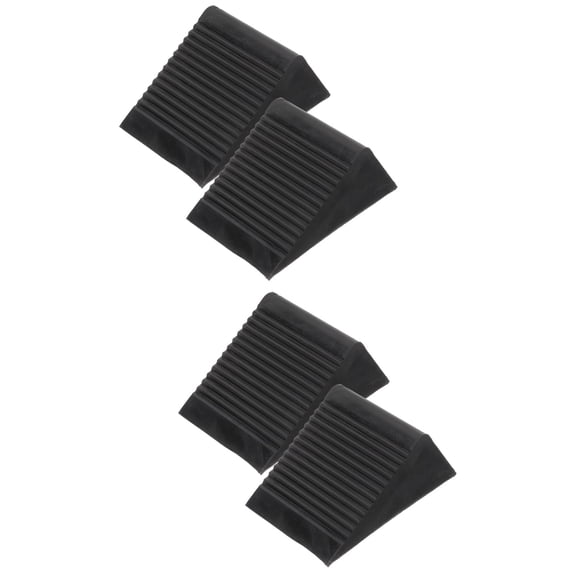 4 Pcs Heavy Duty Rubber Wheel Chocks, Non-Slip Tire Stoppers For Car, Truck, Rv, Trailer, 4.72 X 3.93 X 5.90 Inch, Black