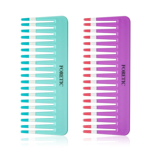 2-Pack Wide-Tooth Anti-Static Comb Set-6.1inch Handle-Free Design, Suitable for Curly, Wet & Dry Hair, Portable Travel Detangling Comb (Purple+Blue)